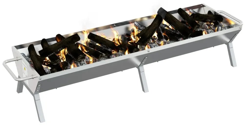 Tabuleiro de churrasco 158x42x31 cm aço inoxidável prateado
