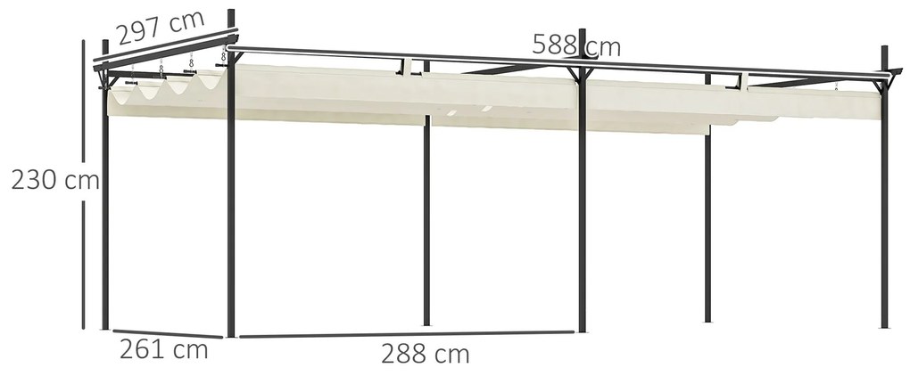 Pérgola com Teto Retrátil Pérgola de Alumínio 588x297x230 cm Pérgola c