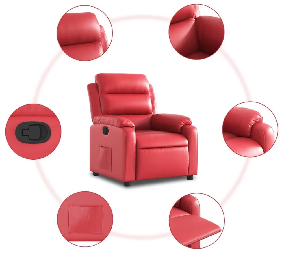 Poltrona reclinável couro artificial vermelho