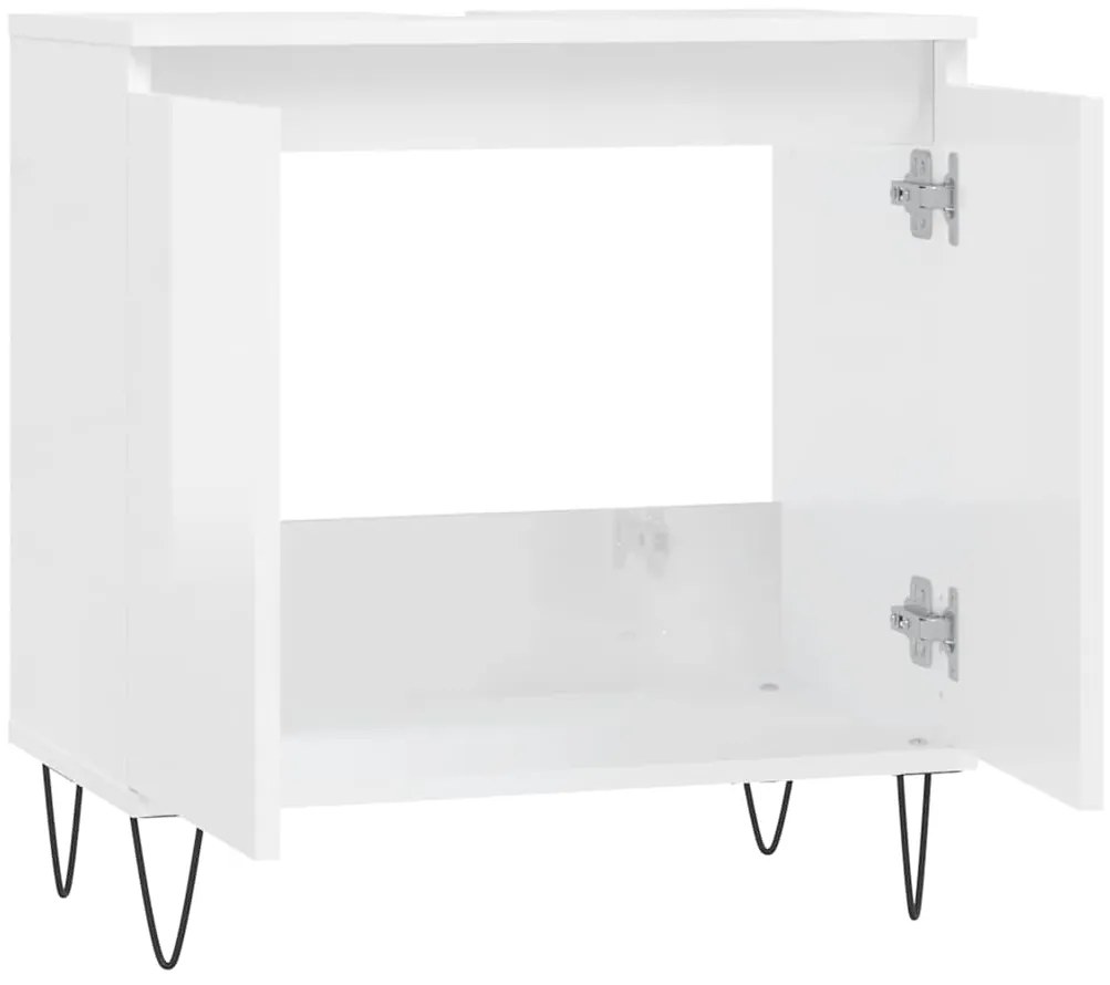Armário casa banho 58x33x60 cm deriv. madeira branco brilhante