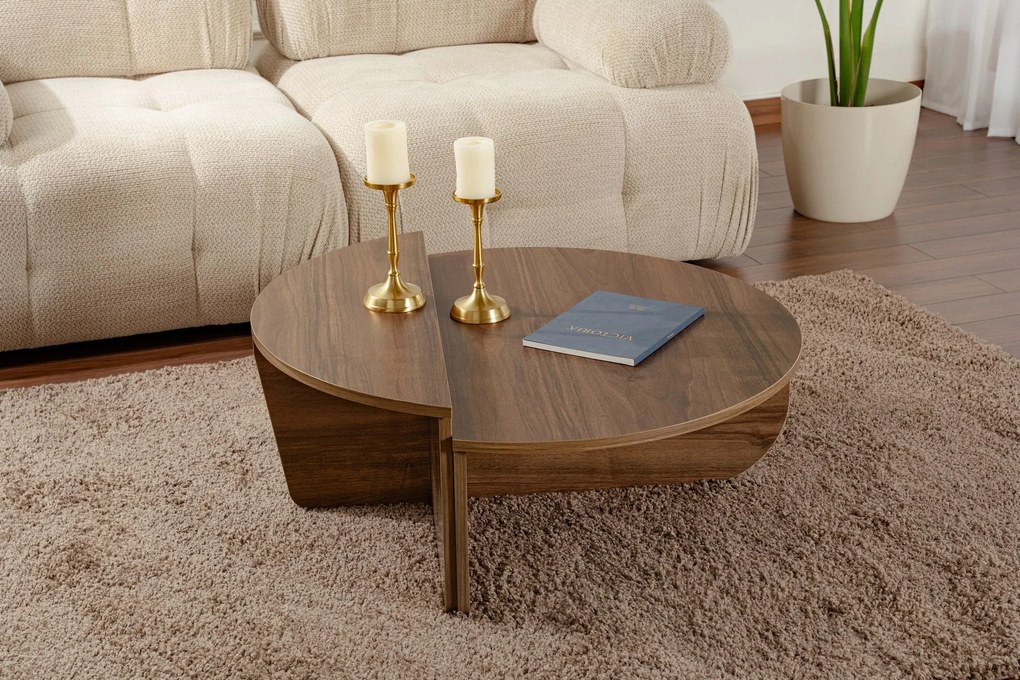 Mesa de Café Orion - Nogueira - 90x30x60 cm e 85x35x30 cm