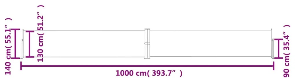 Toldo lateral retrátil 140x1000 cm creme