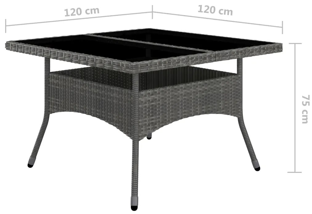 9 pcs conj. jantar p/ jardim vime PE e madeira acácia cinzento