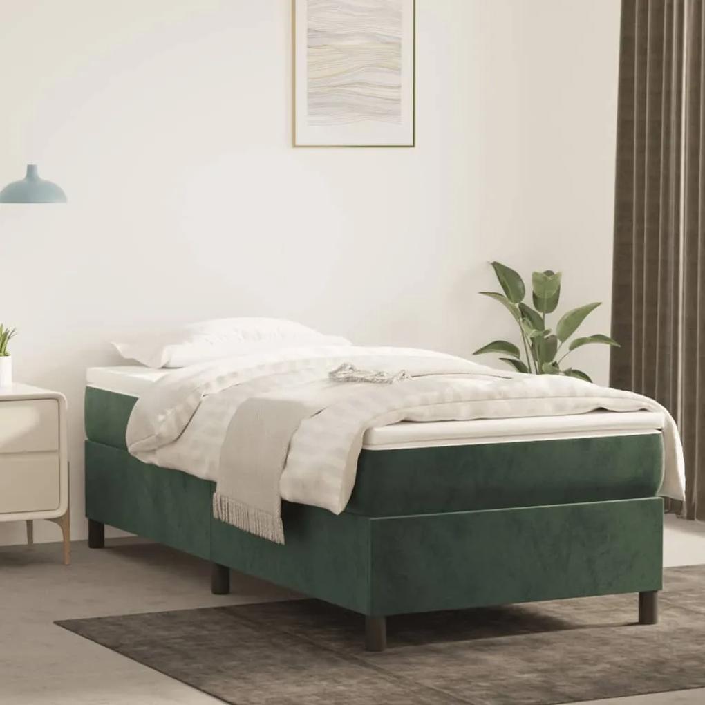 3121093 vidaXL Estrutura de cama com molas 90x190 cm veludo verde-escuro
