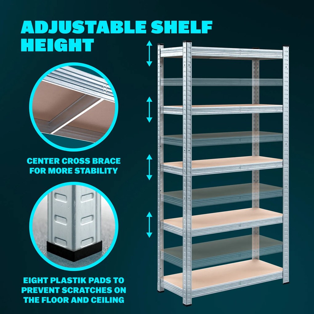 Estante para cargas pesadas até 875 kg 180 x 90 x 60 cm Prateado