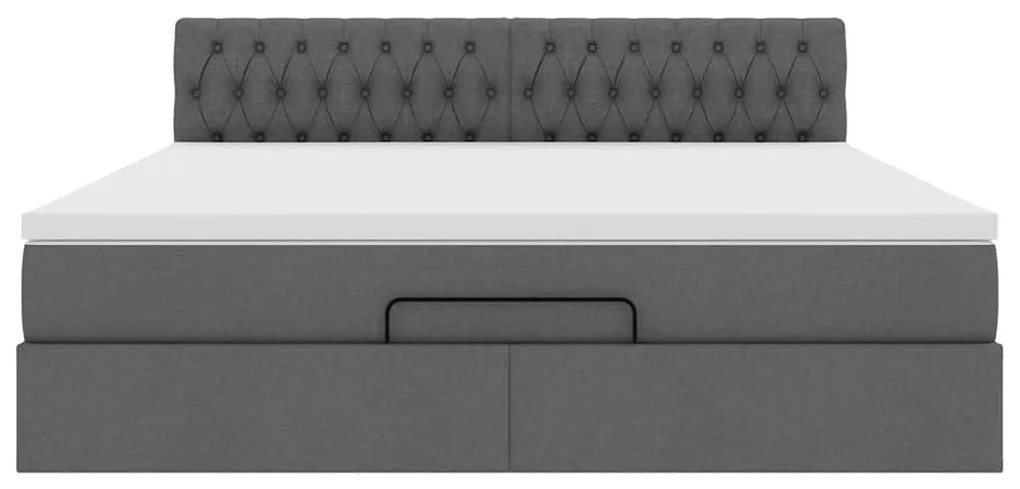 Estrutura de cama otomana com colchão 180x200cm cinzento escuro