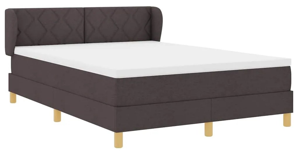 Cama Box Spring vidaXL com Colchão - Castanho Escuro, 160x200 cm, Teci