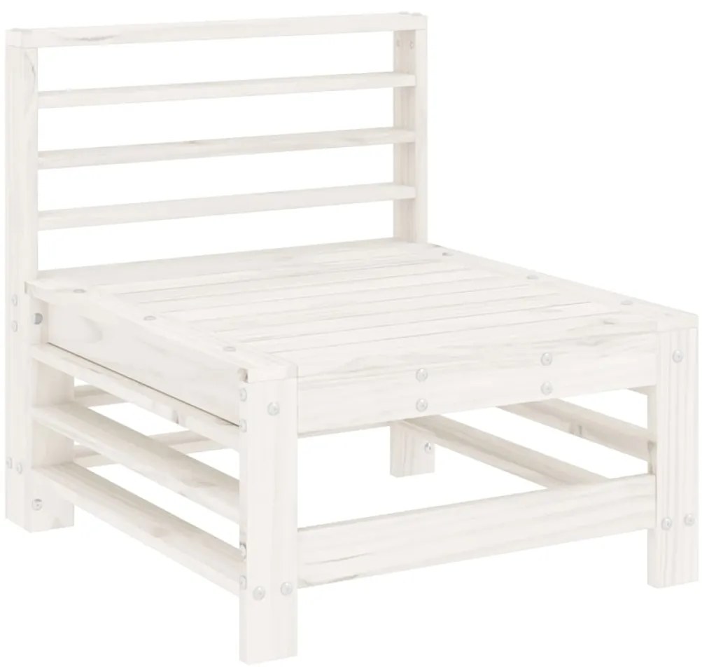 5 pcs conjunto lounge de jardim madeira de pinho maciça branco