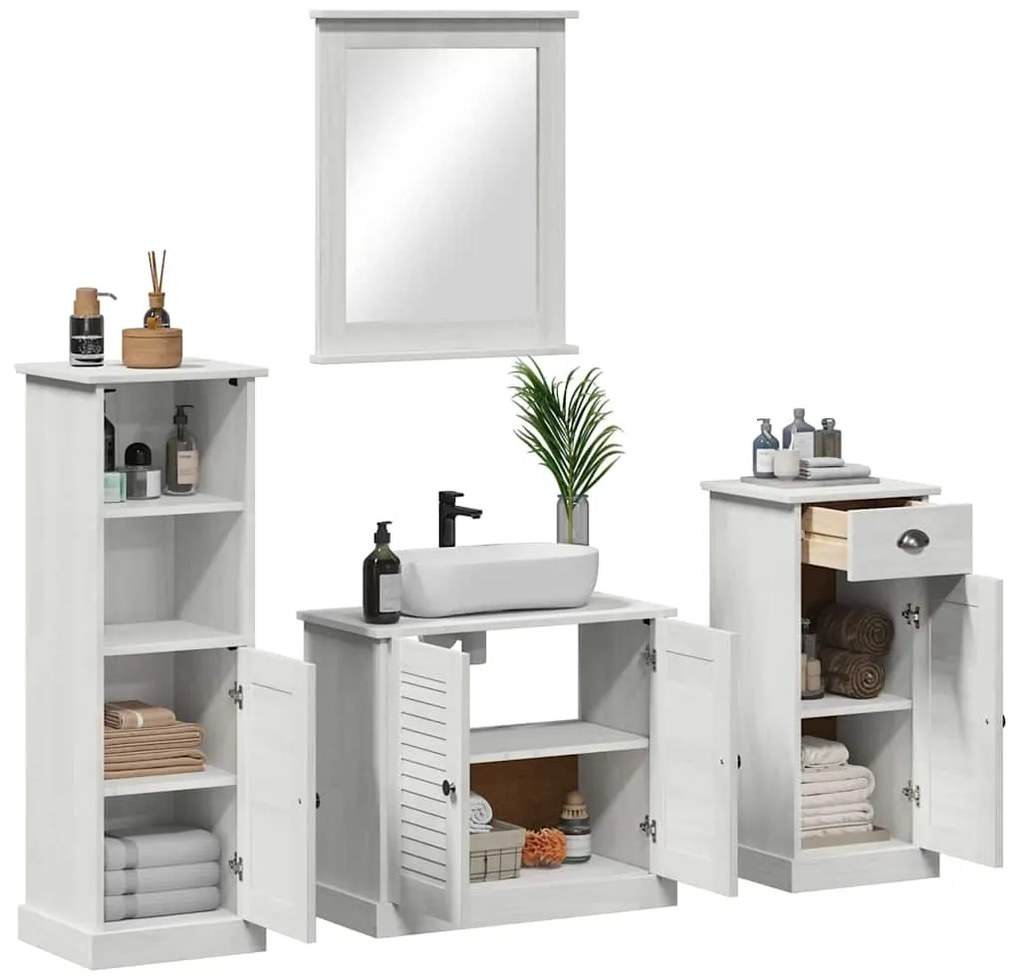 Conjunto de Móveis para Banheiro com gaveta 3 pcs Branco antigo