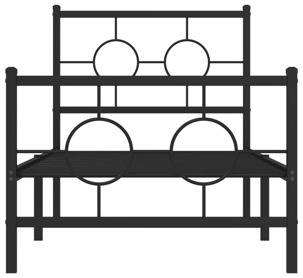 Estrutura de cama com cabeceira e pés 80x200 cm metal preto