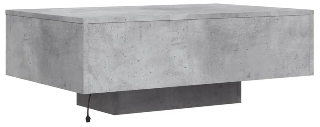 Mesa de centro com luzes LED 85x55x31 cm cinzento cimento