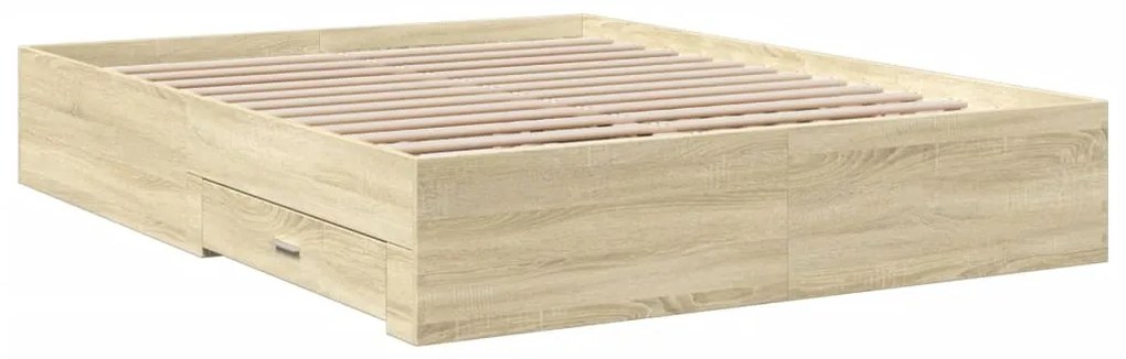 Estrutura de cama c/ gavetas derivados madeira carvalho sonoma