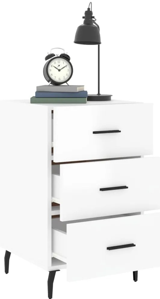 Mesa de cabeceira 40x40x66cm derivados madeira branco brilhante