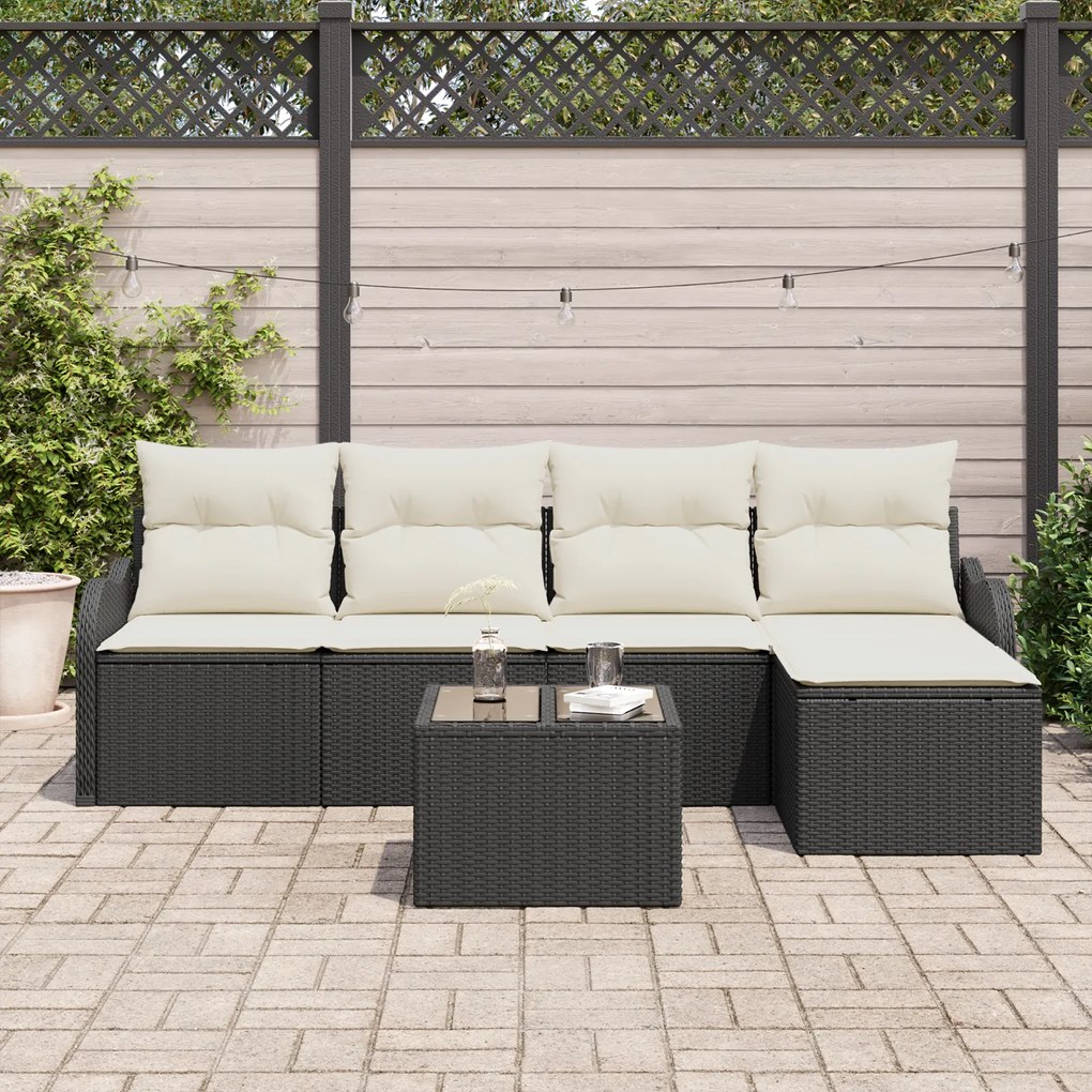 Conjunto de Sofá de Jardim vidaXL de 5 Peças com Almofadas Rattan Sint
