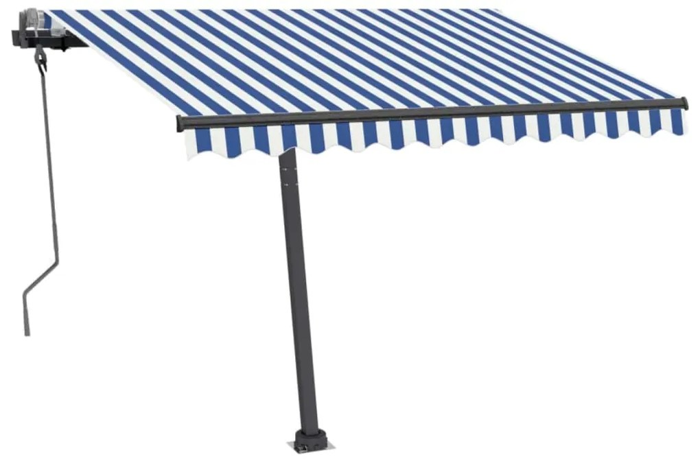 Toldo retrátil manual independente 300x250 cm azul e branco