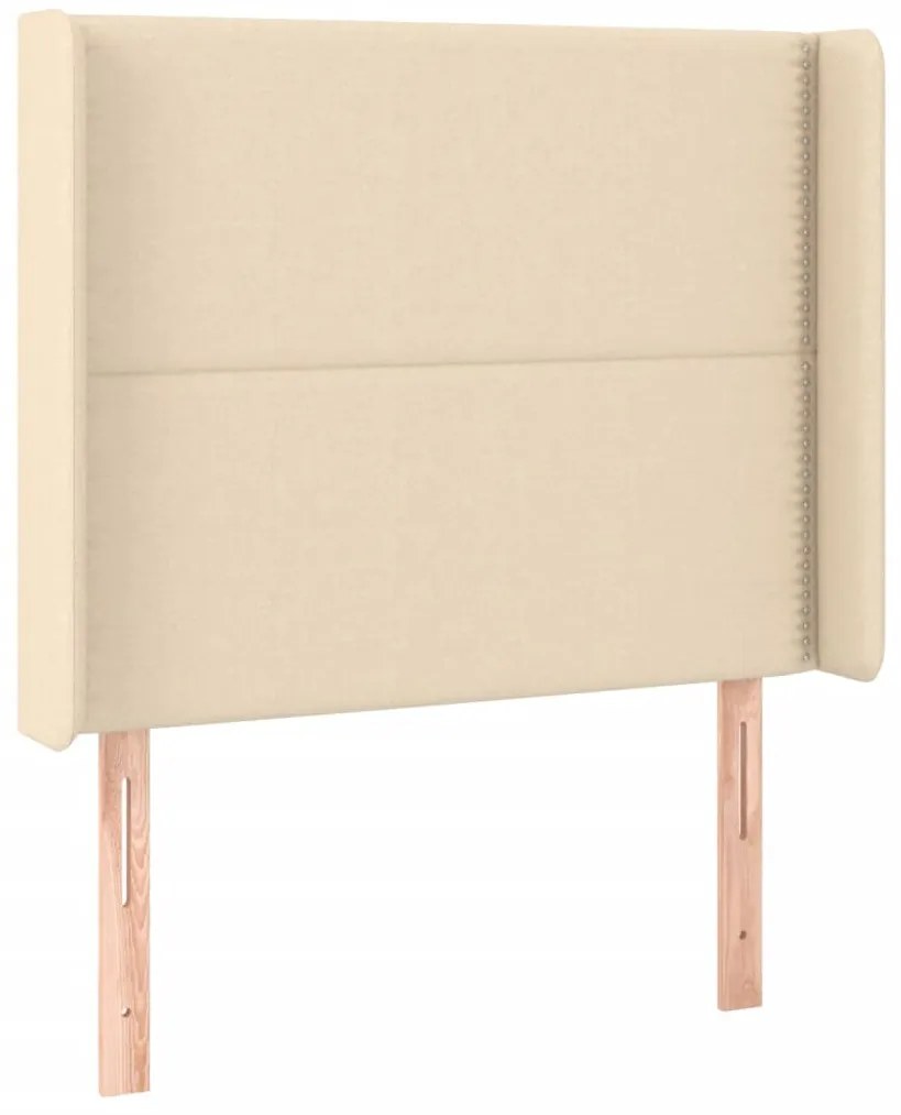 Cabeceira de cama c/ luzes LED tecido 93x16x118/128cm cor creme