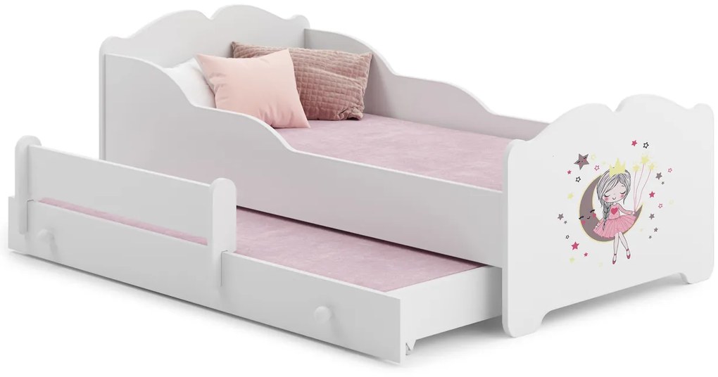 Cama dupla infantil ANNA 160x80 branca - princesa adormecida - colchão e estrado incluído