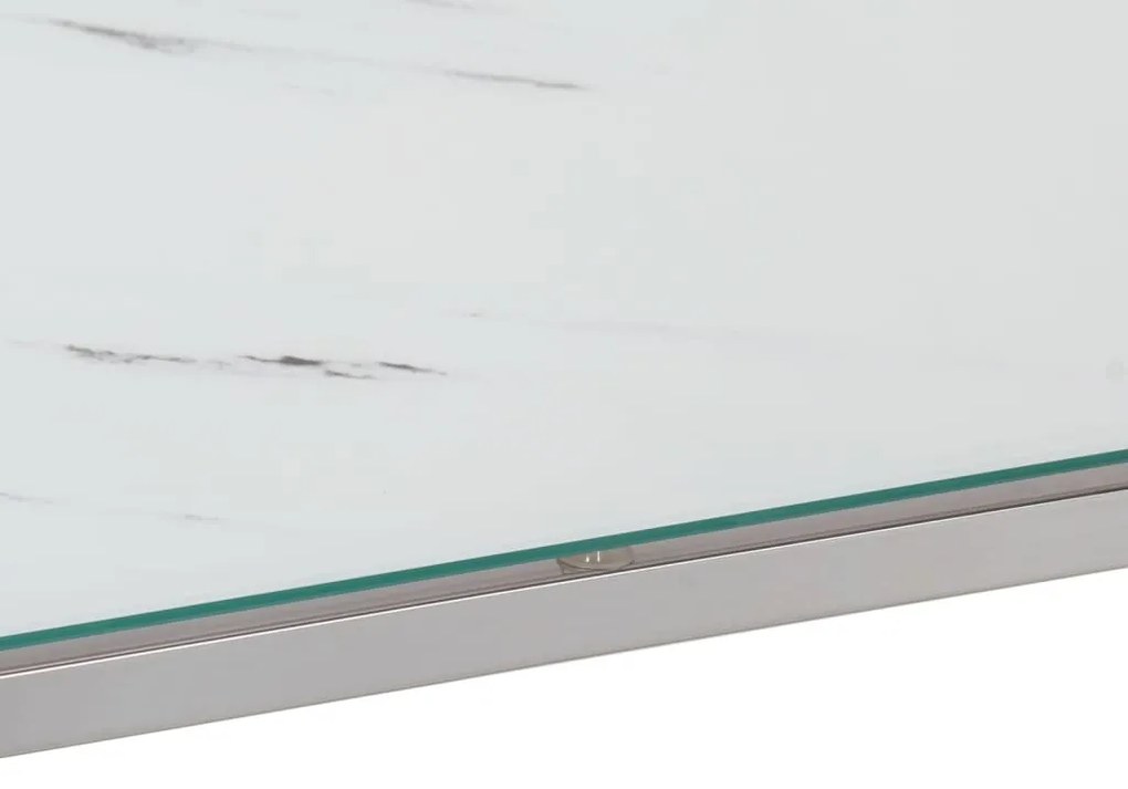 Mesa consola aço inoxidável e vidro temperado prateado