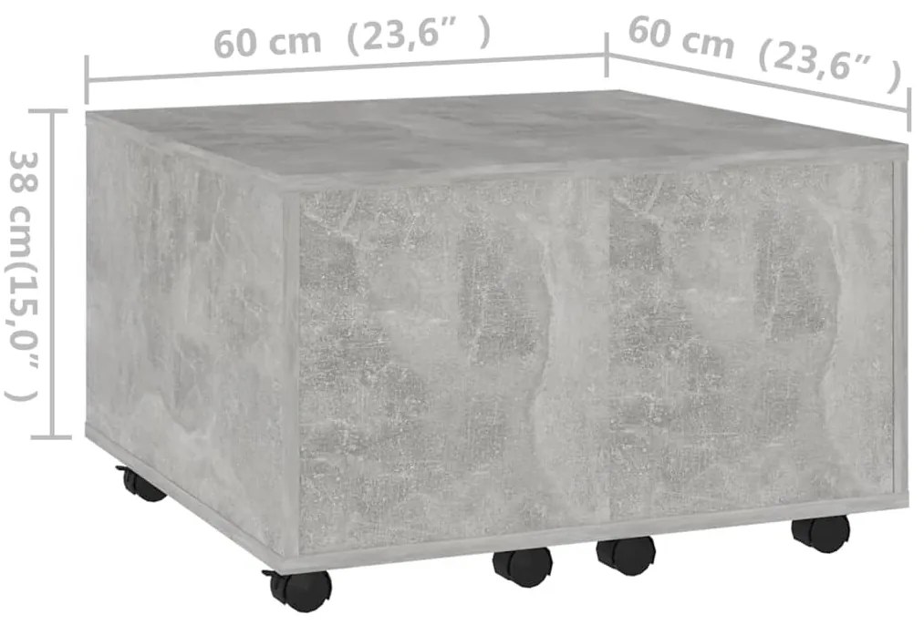 Mesa de centro 60x60x38cm derivados de madeira cinzento cimento