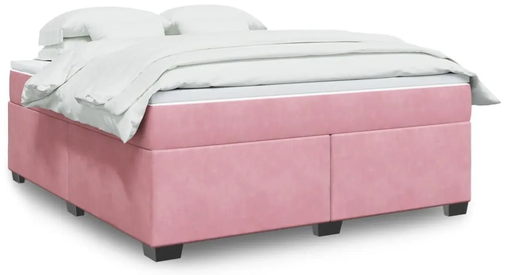 Cama com molas/colchão 180x200 cm veludo rosa