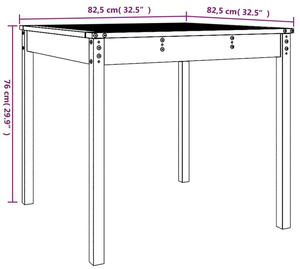 Mesa de jardim 82,5x82,5x76 cm madeira de pinho maciça branco