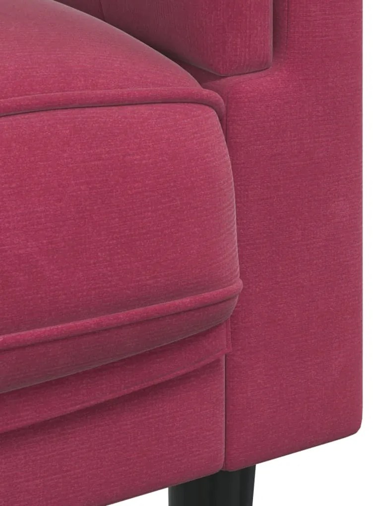 2 pcs conjunto de sofás com almofadas veludo vermelho-tinto