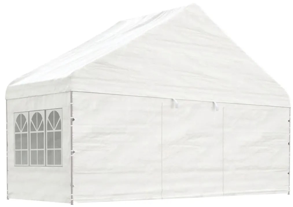 Gazebo com telhado 11,15x5,88x3,75 m polietileno branco