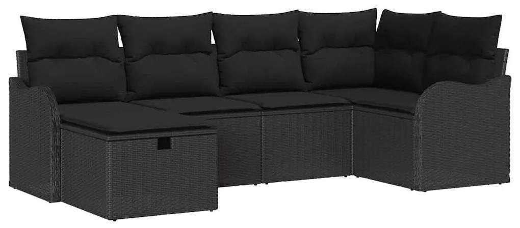 Conjunto de Sofá de Jardim vidaXL com Almofadas Preto Rattan Polipropi