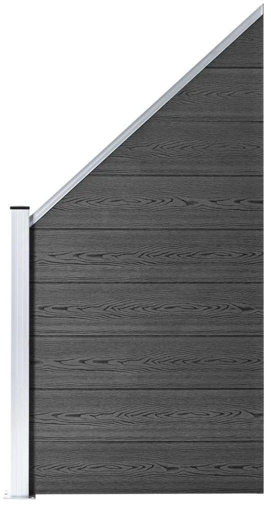 Conjunto de painel de vedação WPC 619x(105-186) cm preto