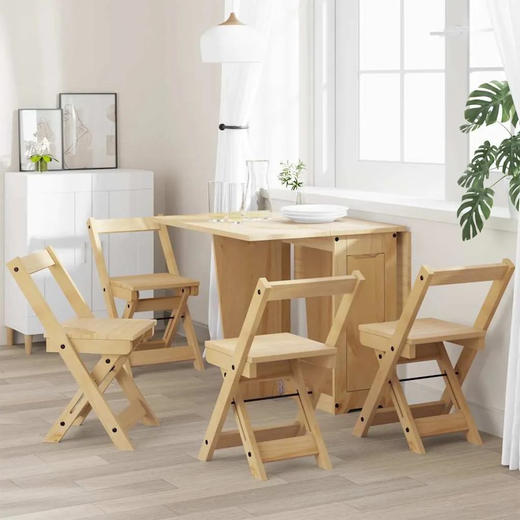 vidaXL Cadeiras jantar dobráveis 4pcs Corona pinho maciço castanho-mel