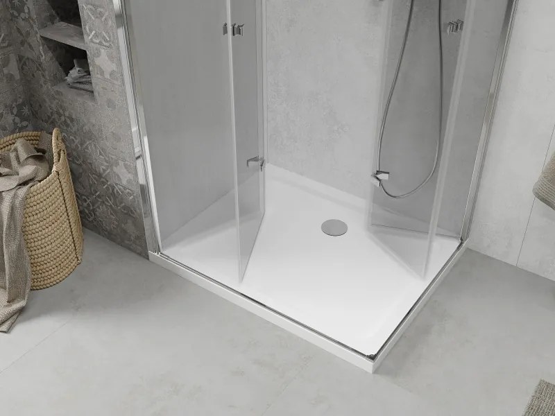 Mexen Lima Duo cabine de duche dobrável 80 x 70 cm, transparente, cromado + base de duche Flat - 856-080-070-01-02-4010