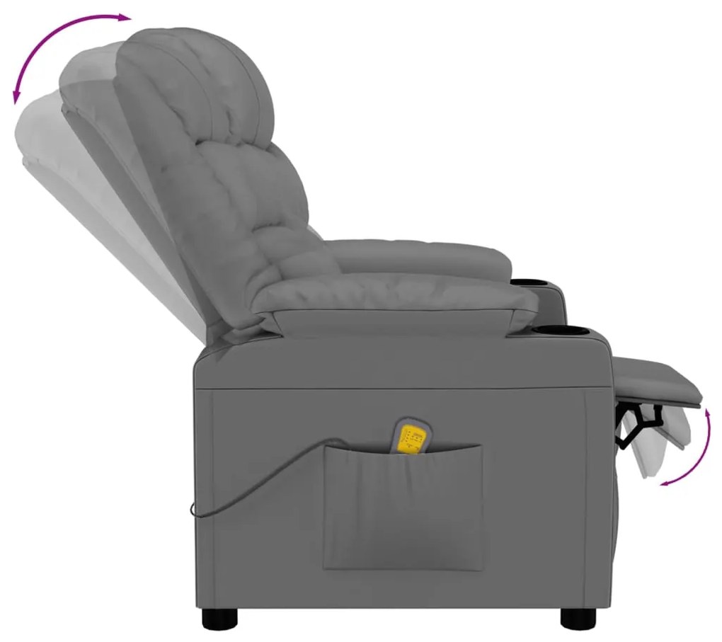 Cadeira de massagens couro artificial cinzento