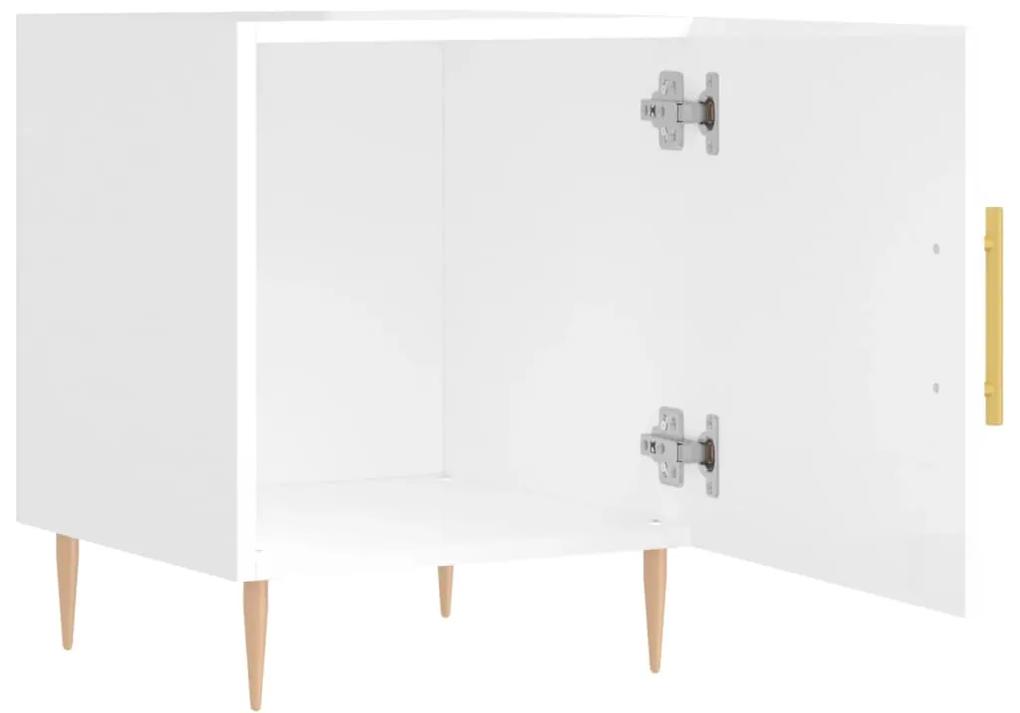 Mesa cabeceira 2pcs 40x40x50cm deriv. madeira branco brilhante