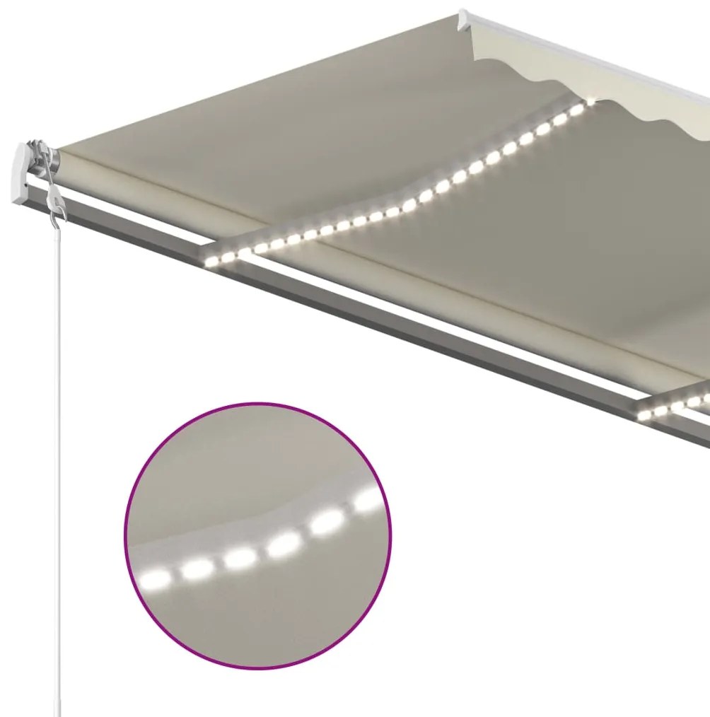 Toldo automático com LED e sensor de vento 350x250 cm cor creme