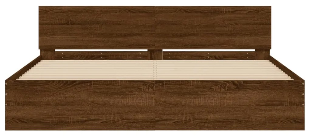 Estrutura de cama com cabeceira 180x200 cm carvalho castanho