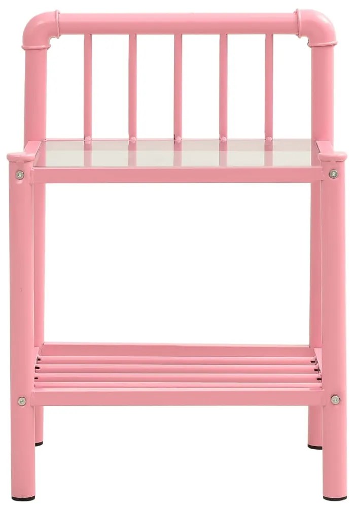 Mesas de cabeceira 2 pcs metal rosa e vidro transparente