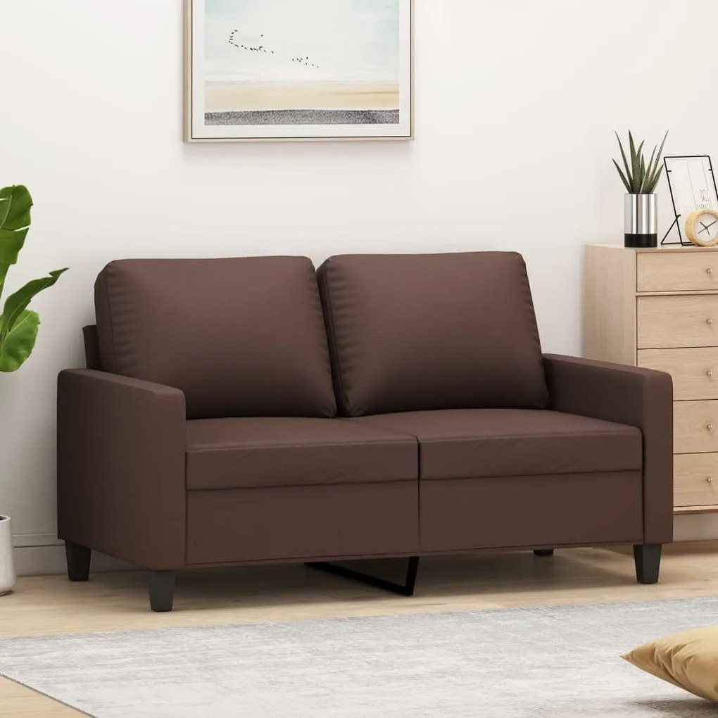 vidaXL Sofá de 2 lugares 120 cm couro artificial castanho