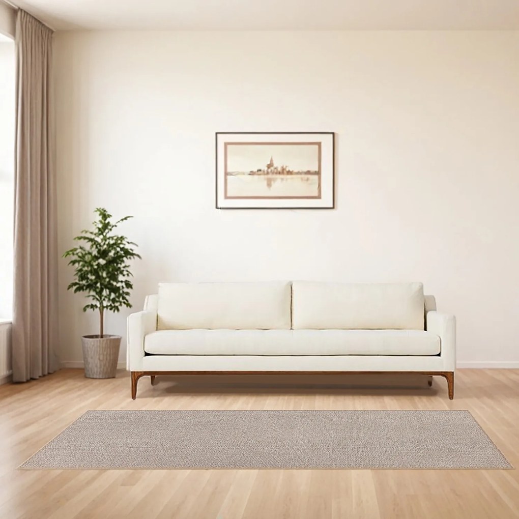Tapete 80 x 200 cm em estilo juta castanho-camelo