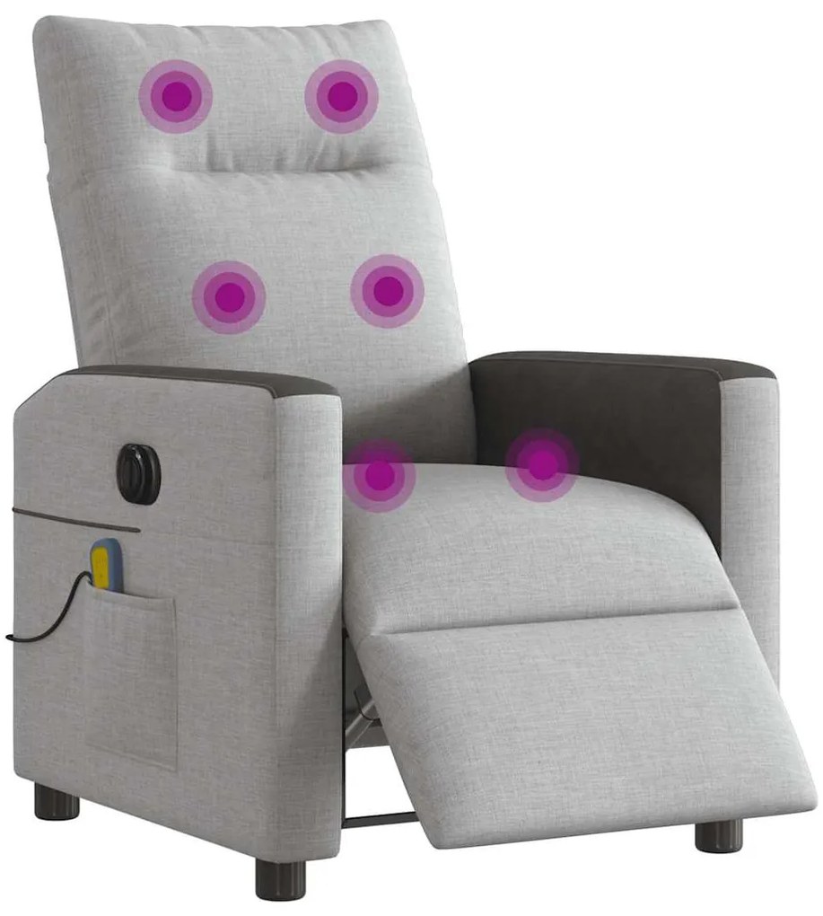 Poltrona massagens reclinável elétrica tecido cinzento-nublado