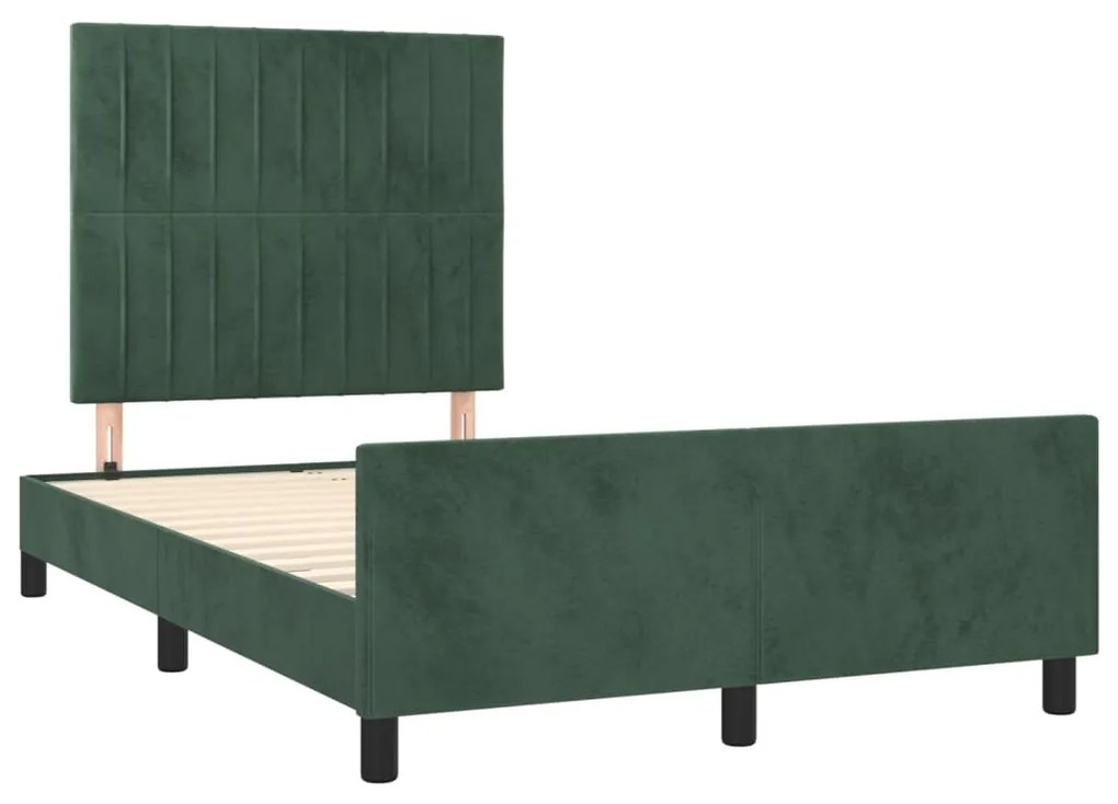 Estrutura de cama sem colchão 120x200 cm veludo verde-escuro