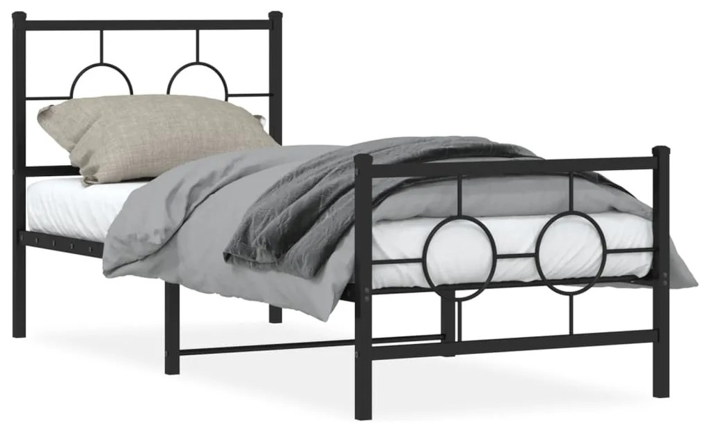 Estrutura de cama com cabeceira e pés 80x200 cm metal preto