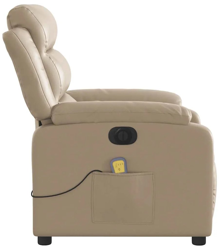 Poltrona massagens reclinável elétrica couro artif. cappuccino