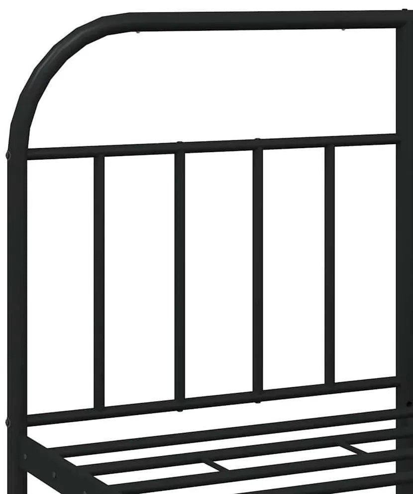 Estrutura de cama com cabeceira e pés 135x190 cm metal preto