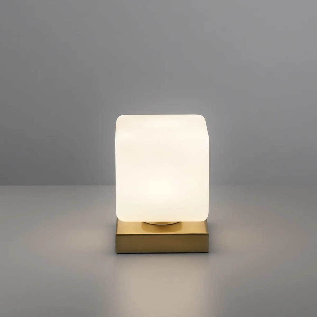 Candeeiro de mesa em latão com LED regulável por toque - Jano Moderno