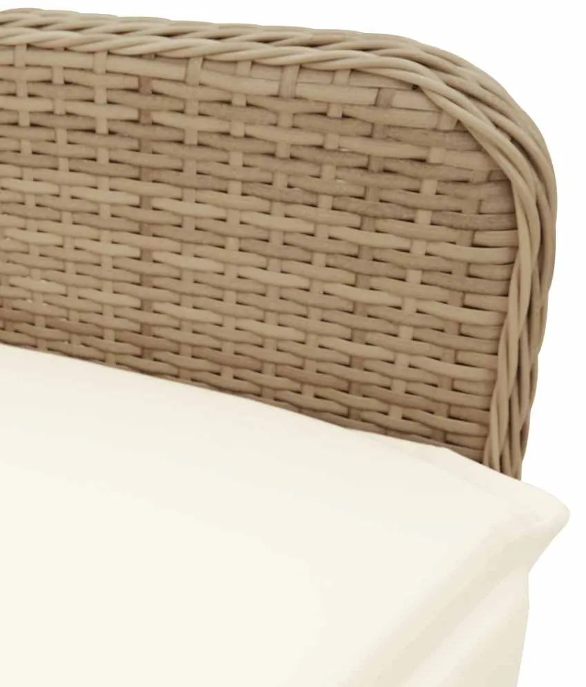 9 pcs conjunto de bistrô para jardim c/ almofadões vime PE bege