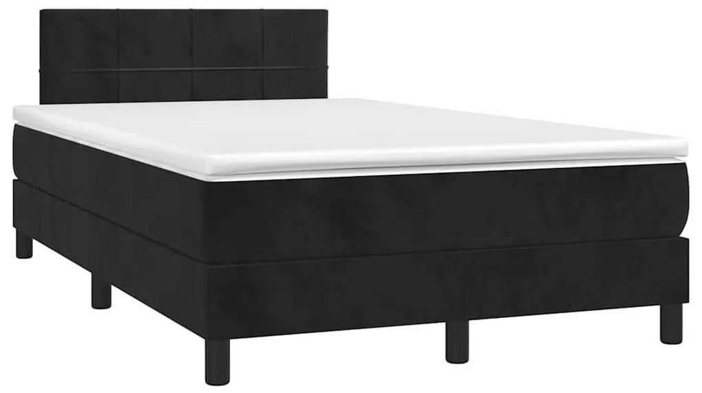 Cama box spring c/ colchão e LED 120x190 cm couro artif. preto