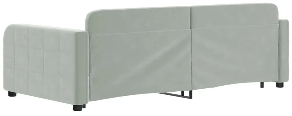 Sofá-cama com gavetão 90x190 cm veludo cinzento-claro