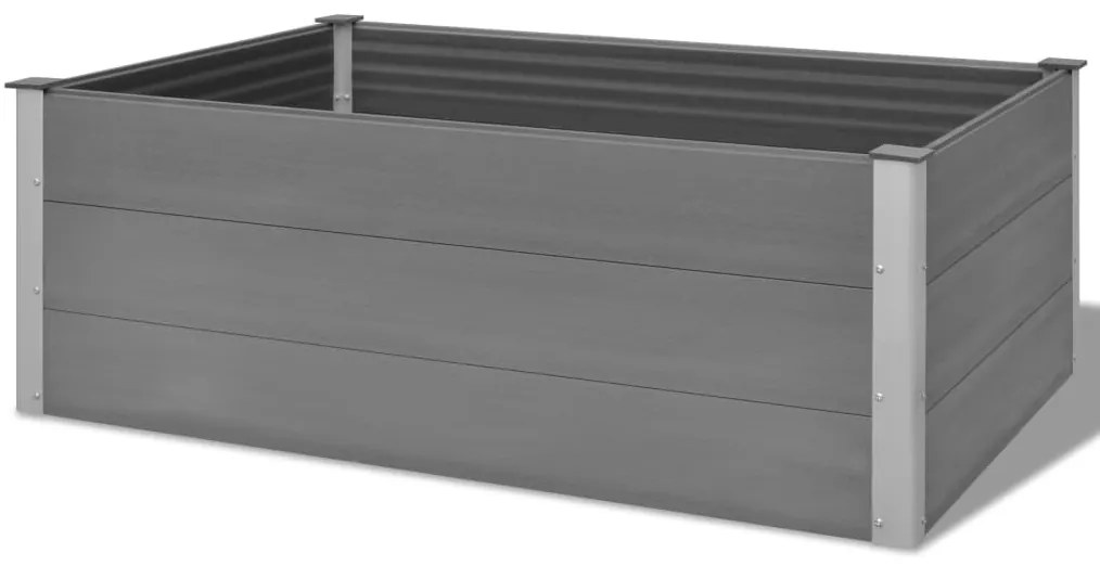 Canteiro elevado para jardim WPC 150x100x54 cm cinzento