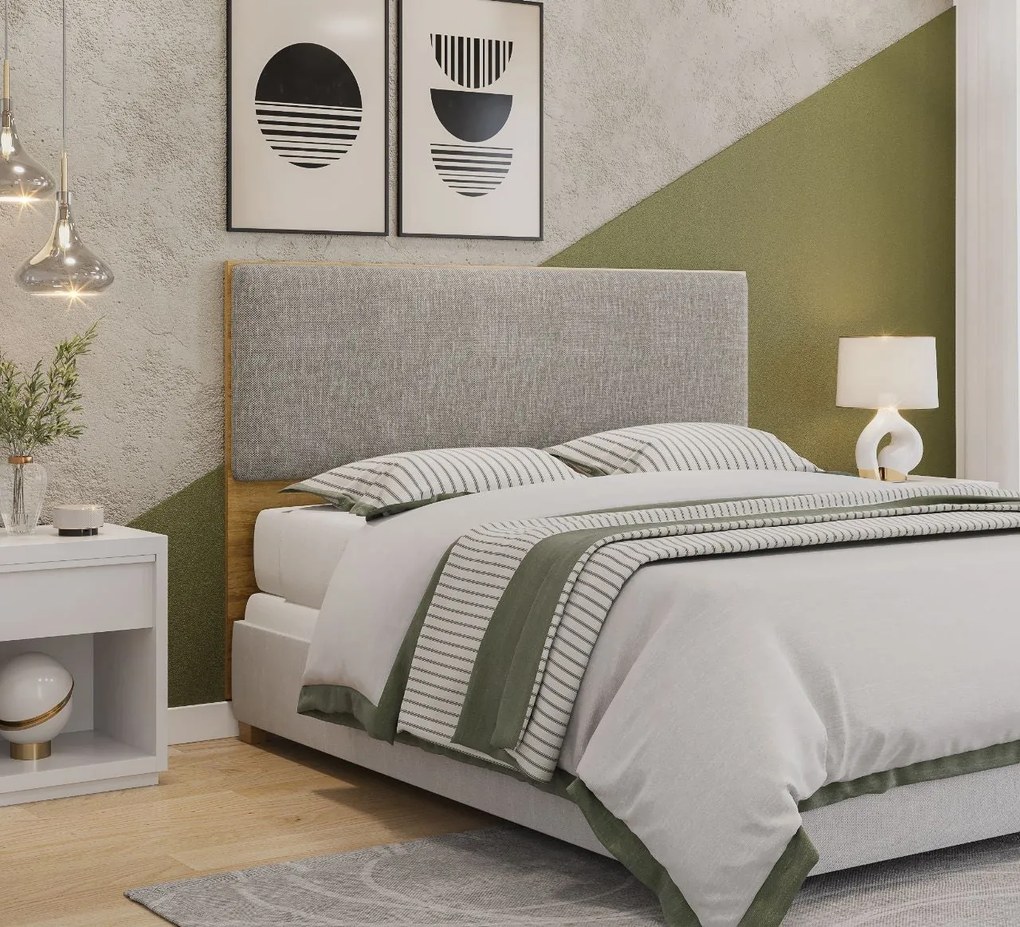 Cabeceira de Cama UNIQUE – 160x5x90 cm – MDP Cor de Mel e Tecido Panam