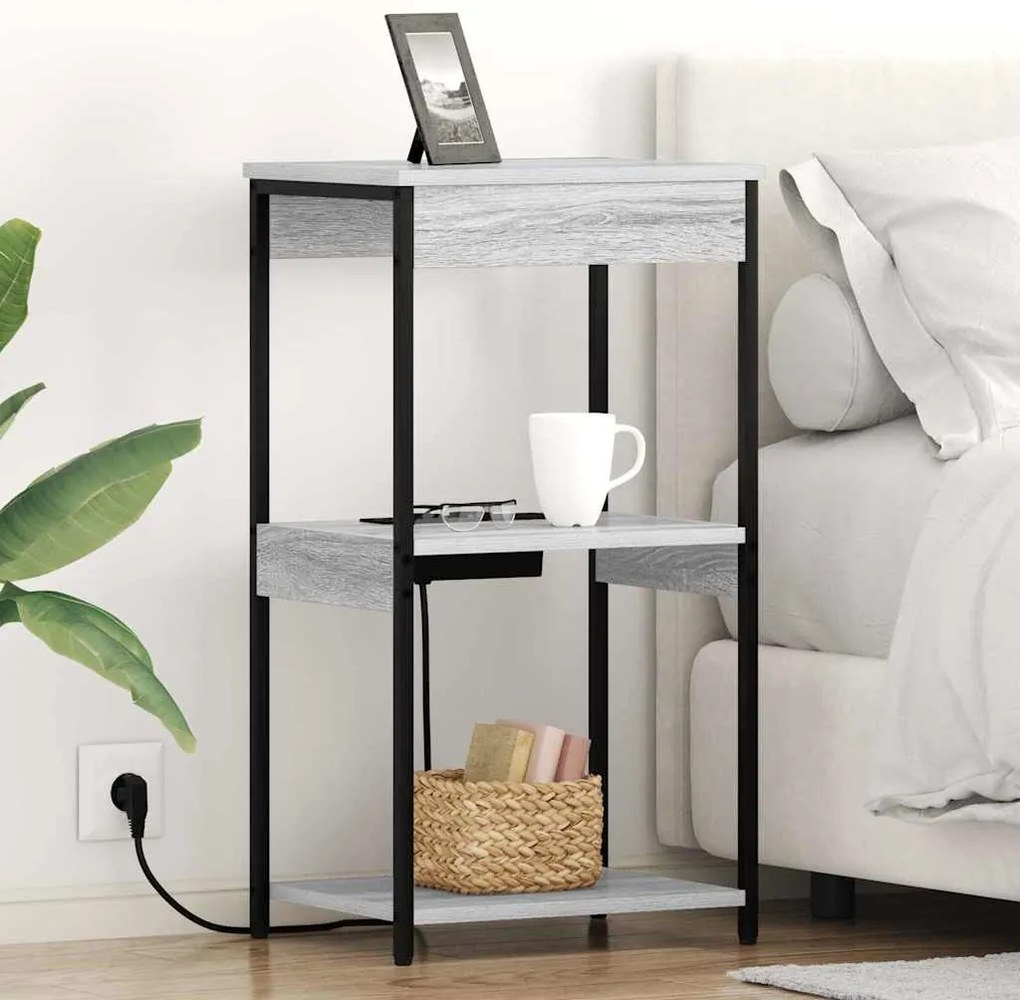 vidaXL Armário de Cabeceira Cinza Sonoma 41 x 31 x 76 cm